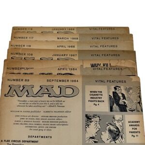 MAD Magazine Collection 6 Lot 1964 1967 1968 Vintage Comics No Covers